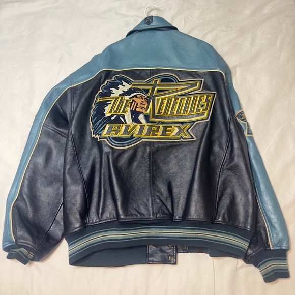 Two-Tone Leather Varsity Jacket - Picture 2 of 5